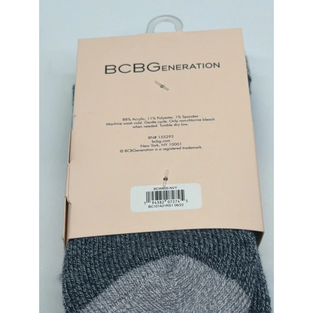 BCBGeneration Womens Thermal Heat Socks Fleece Lined Navy Grey BCW605-NVY NEW‎